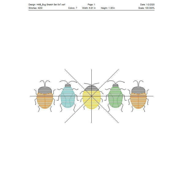 Bugs Set Sketch Stitch Embroidery Design, Embroidery