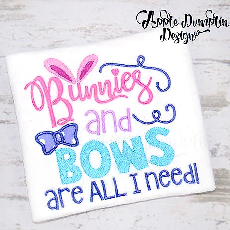 Bunnies and Bows are All I Need Applique Design, applique