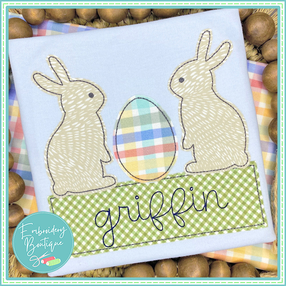 Bunnies Egg Banner Applique, Applique, Embroidery Boutique