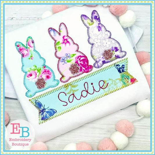 Bunny Back Side Trio Applique, Applique