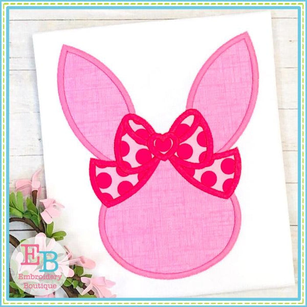 Bunny Head Big Bow Satin Applique, Applique