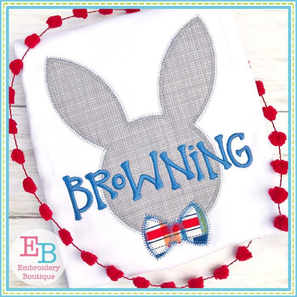 Bunny Head Bowtie Zigzag Applique, Applique