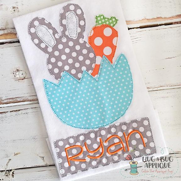 Bunny Egg Bean Stitch Applique Design, Applique