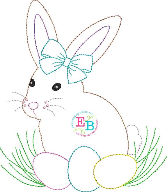Bunny Eggs Bean Stitch Applique, Applique