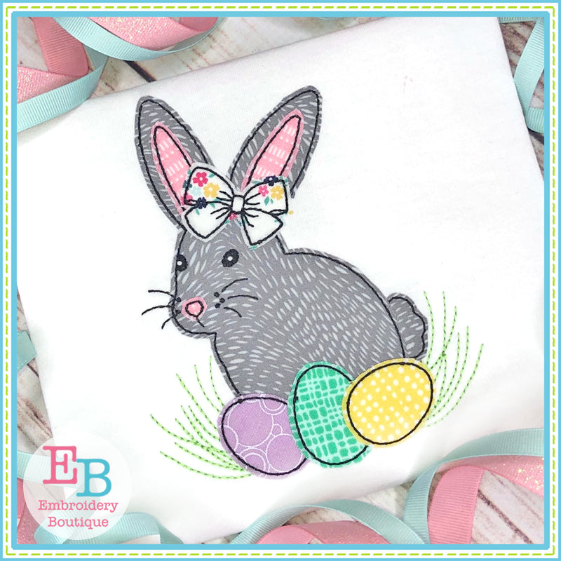 Bunny Eggs Bean Stitch Applique, Applique