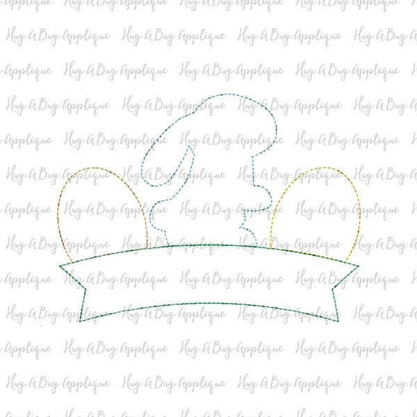 Bunny Eggs Banner Bean Stitch Applique Design, Applique