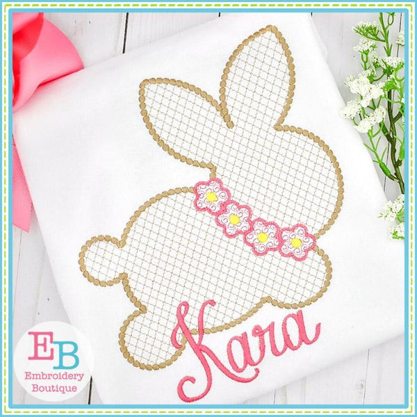Motif Bunny Silhouette with Flower Necklace Design, Embroidery