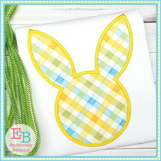 Bunny Head Silhouette Satin Applique, Applique