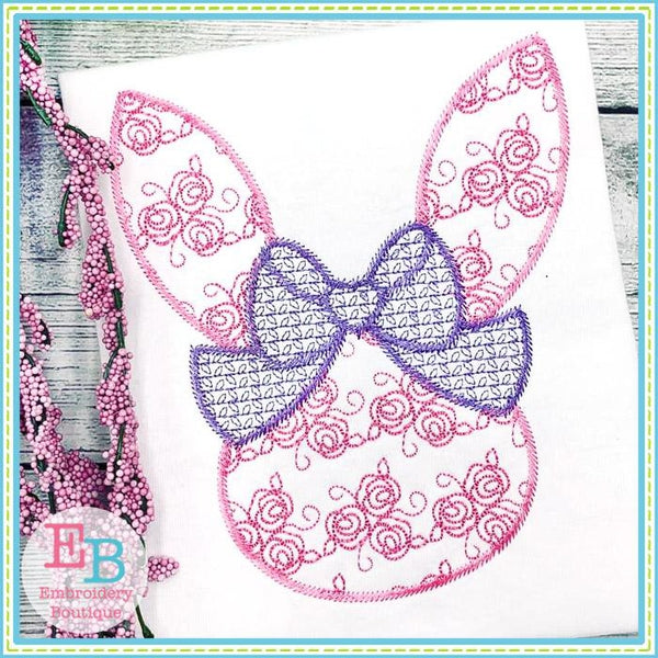 Roses Motif Bunny Head Design, Embroidery