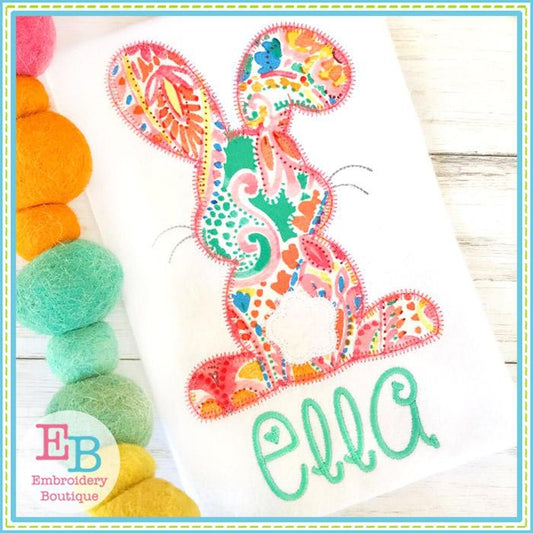 Bunny Backside Zigzag Applique, Applique