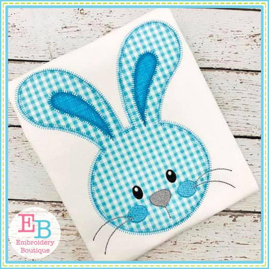 Sweet Lil Bunny Boy Face ZigZag Applique, Applique