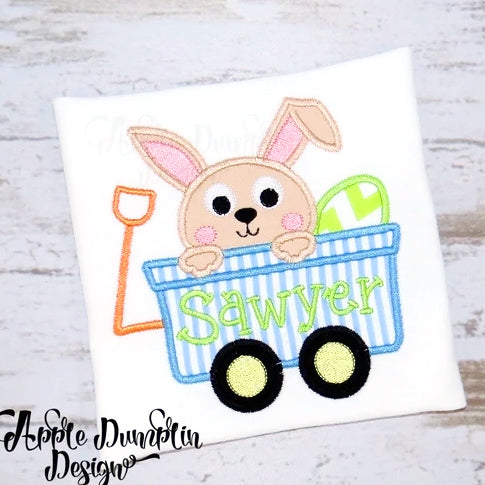Bunny in Wagon Applique, applique
