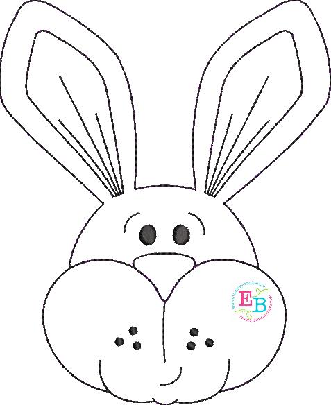 Bunny Face Boy Bean Stitch Applique, Applique