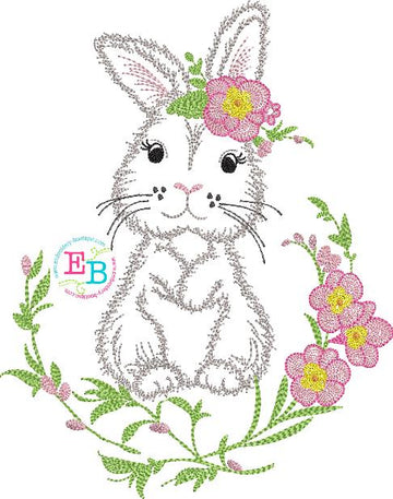Bunny Floral Frame Embroidery Design