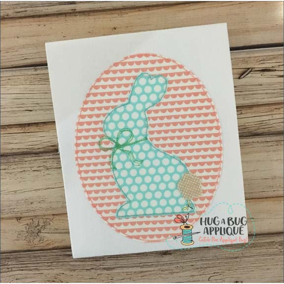 Bunny Girl Oval Bean Stitch Applique Design, Applique