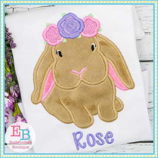Bunny Rose Crown Applique, Applique