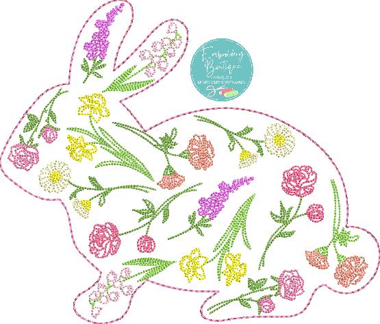 Bunny Wildflower Overlay Applique, Applique, Embroidery Boutique
