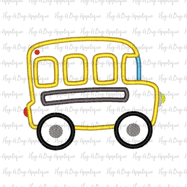 Bus Satin Stitch Applique Design, Applique