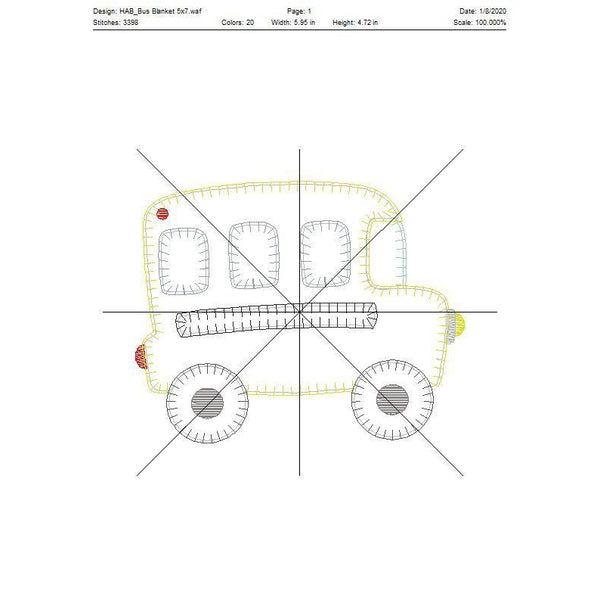 Bus Blanket Stitch Applique Design, Applique