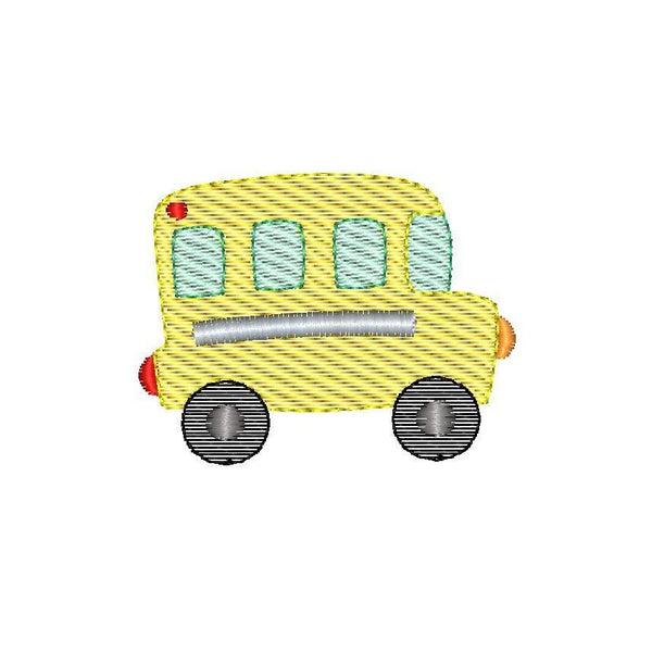 School Bus Mini Sketch Embroidery Design, Embroidery