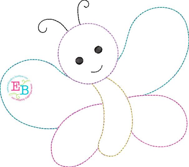 Butterfly 3 Bean Stitch Applique, Applique