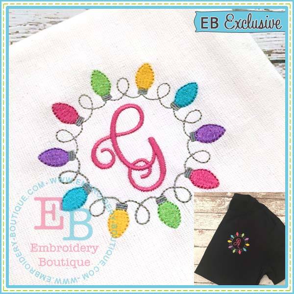 Christmas Light Frame Embroidery Design, Embroidery