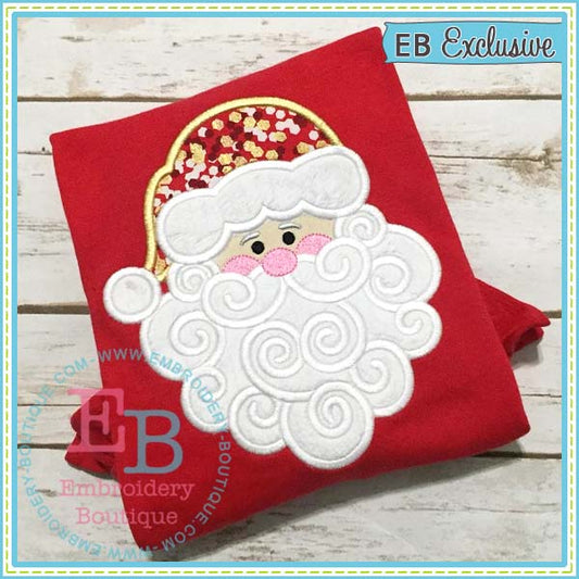 Swirly Beard Santa Applique, Applique