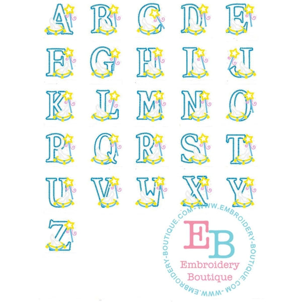 Glass Slipper Applique Alphabet, Applique Alphabet