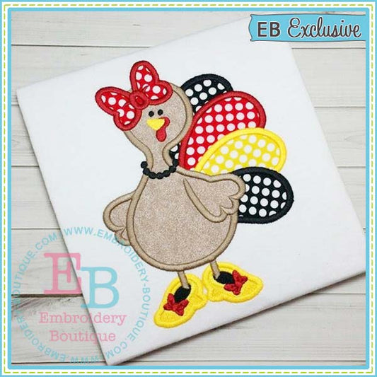 Turkey Bow Shoes Applique, Applique