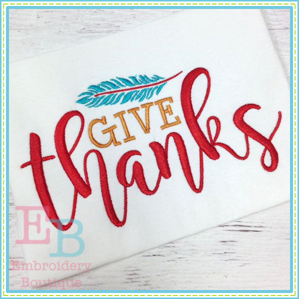 Give Thanks Embroidery Design, Embroidery
