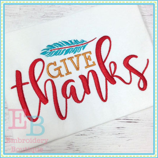 Give Thanks Embroidery Design, Embroidery