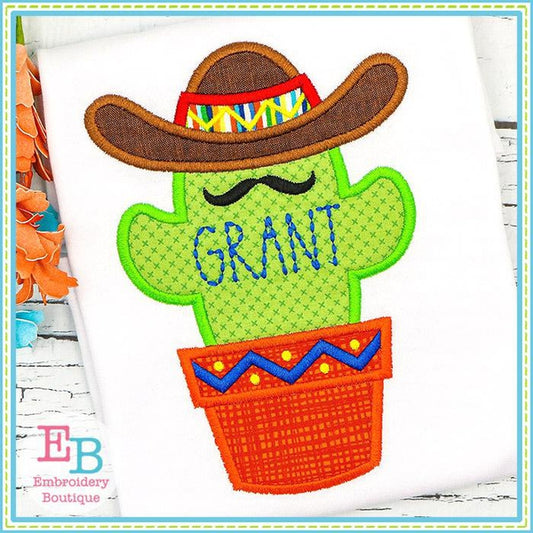 Cactus Sombrero Applique, Applique