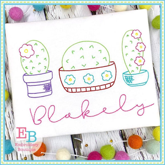 Cactus Trio Bean Design, Embroidery