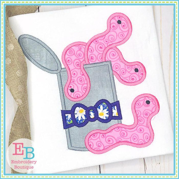 Can of Worms with Bow Applique, Applique