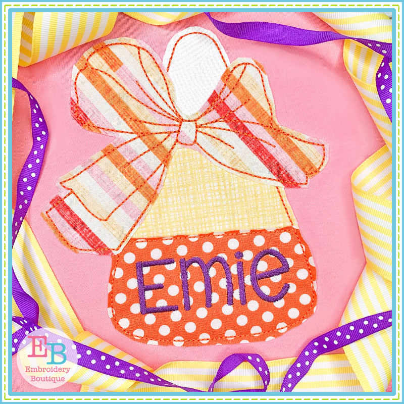Candy Corn Big Bow Bean Stitch Applique, Applique