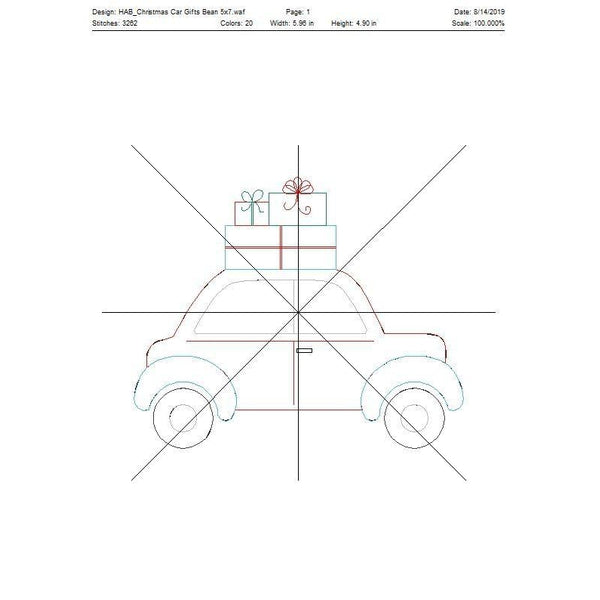 Christmas Gifts Car Bean Stitch Applique Design, Applique