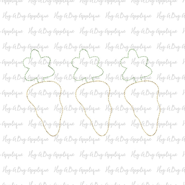 Carrot Trio Bean Stitch Applique Design, Applique