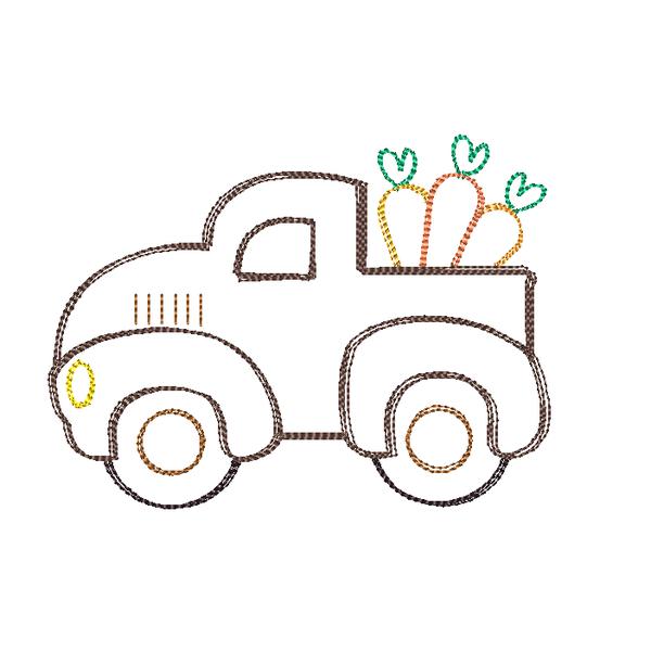 Truck Carrots Sketch Embroidery Design, Embroidery