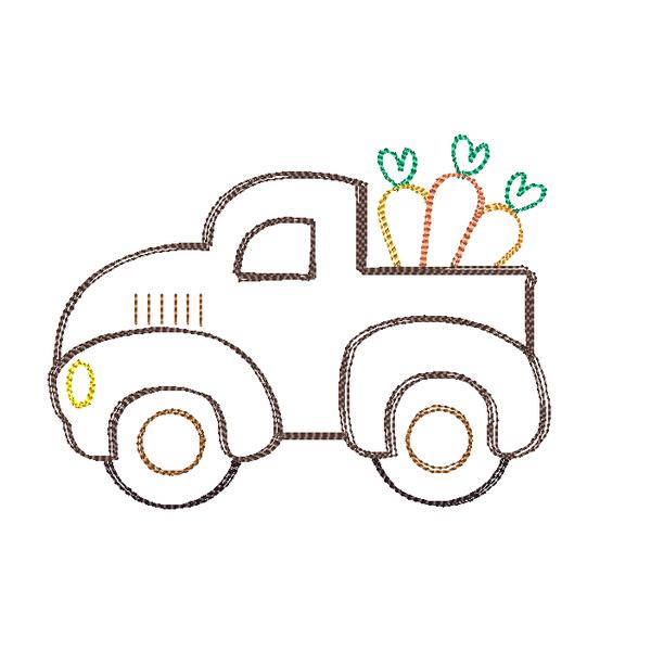 Truck Carrots Sketch Embroidery Design, Embroidery