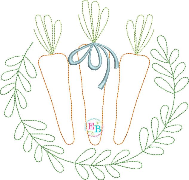 Carrots Bow Leaves Bean Stitch Applique, Applique, Embroidery Boutique