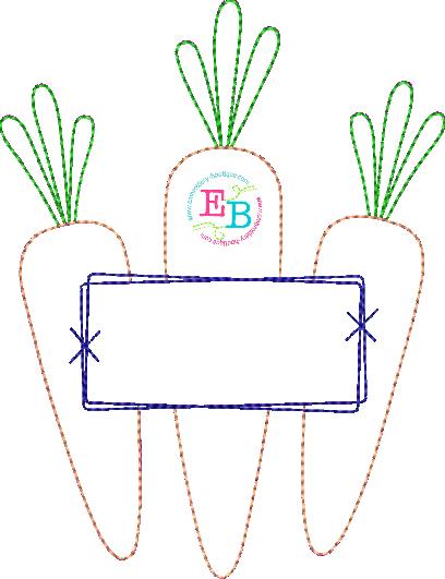 Carrots Trio Tag Bean Stitch Applique, Applique