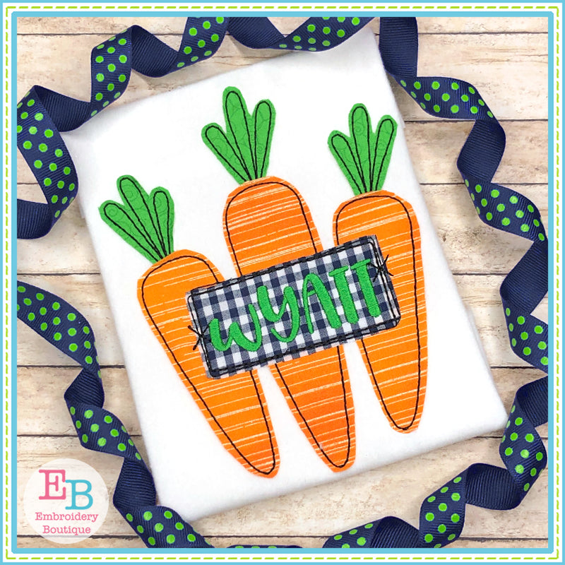 Carrots Trio Tag Bean Stitch Applique, Applique