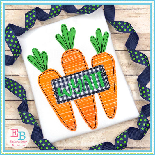 Carrots Trio Tag Bean Stitch Applique, Applique