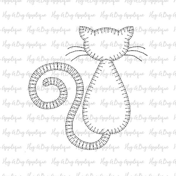 Cat Blanket Stitch Applique Design, Applique
