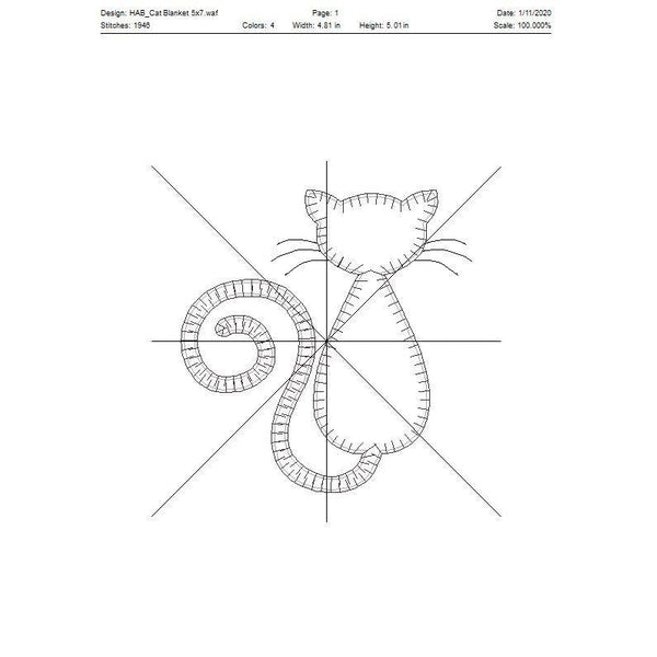 Cat Blanket Stitch Applique Design, Applique
