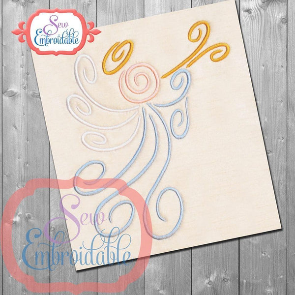 Swirl Angel Embroidery Design, Embroidery