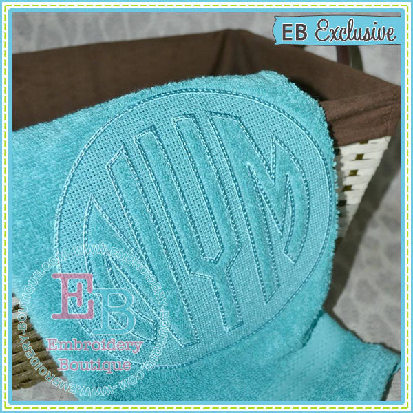 Embossed Circle Monogram Embroidery Font, Embroidery Font