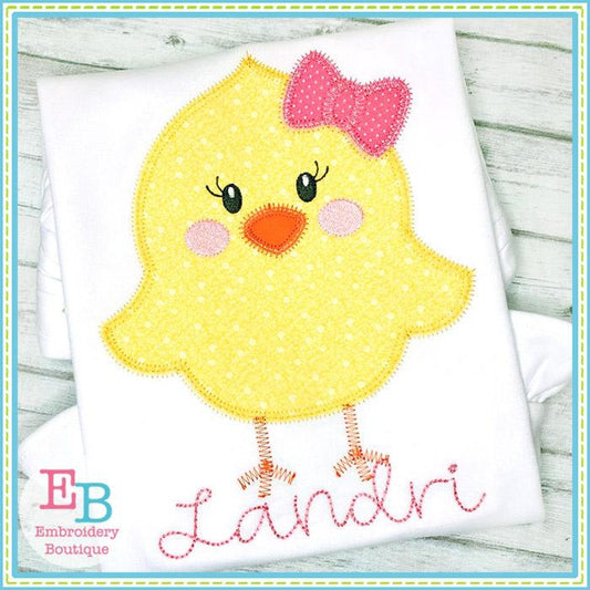 Little Chick Girl Zigzag Applique, Applique