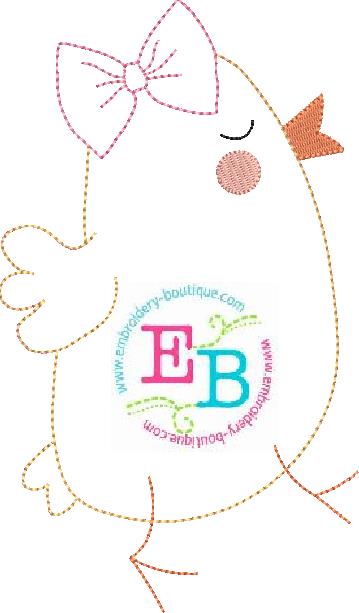 Chick Bow Bean Stitch Applique, Applique, Embroidery Boutique