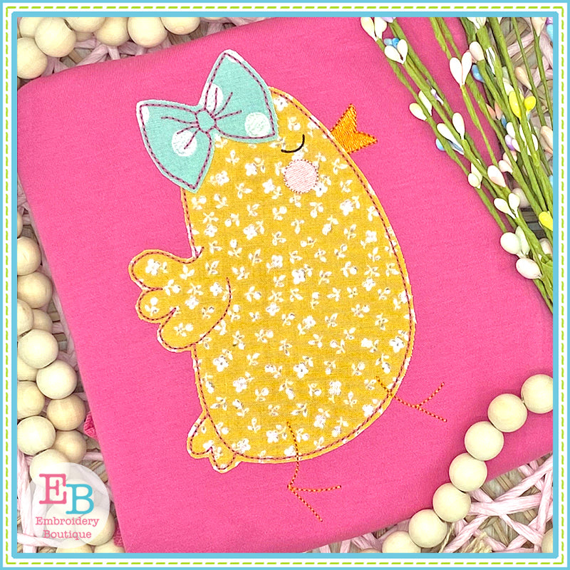 Chick Bow Bean Stitch Applique, Applique, Embroidery Boutique